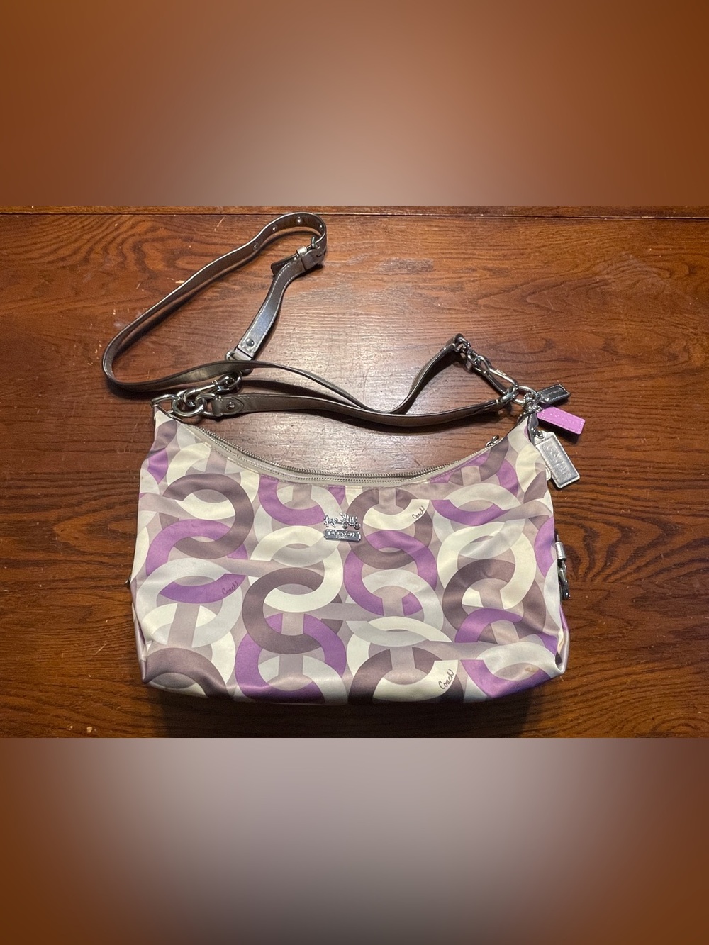 Coach purse purple silver